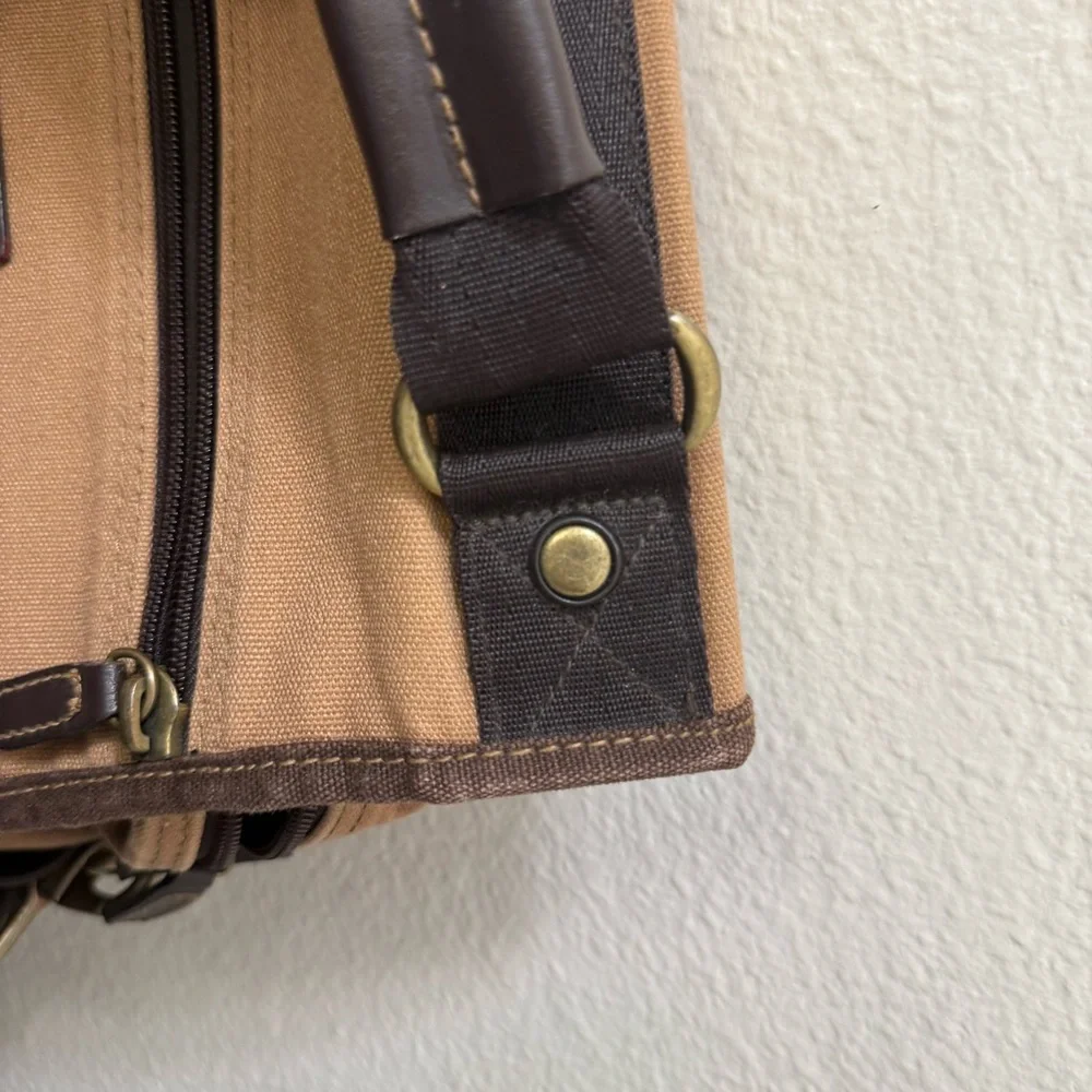 Eddie Bauer Vintage Canvas Messenger Bag Workwear Gorpcore Utility Crossbody Tan